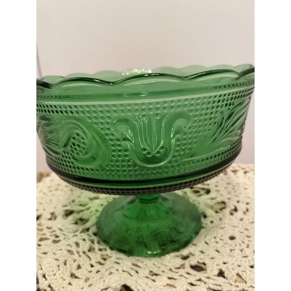 Vintage E.O. Brody Co Pedestal Serving Bowl M6000 Emerald Green Cleveland OH USA